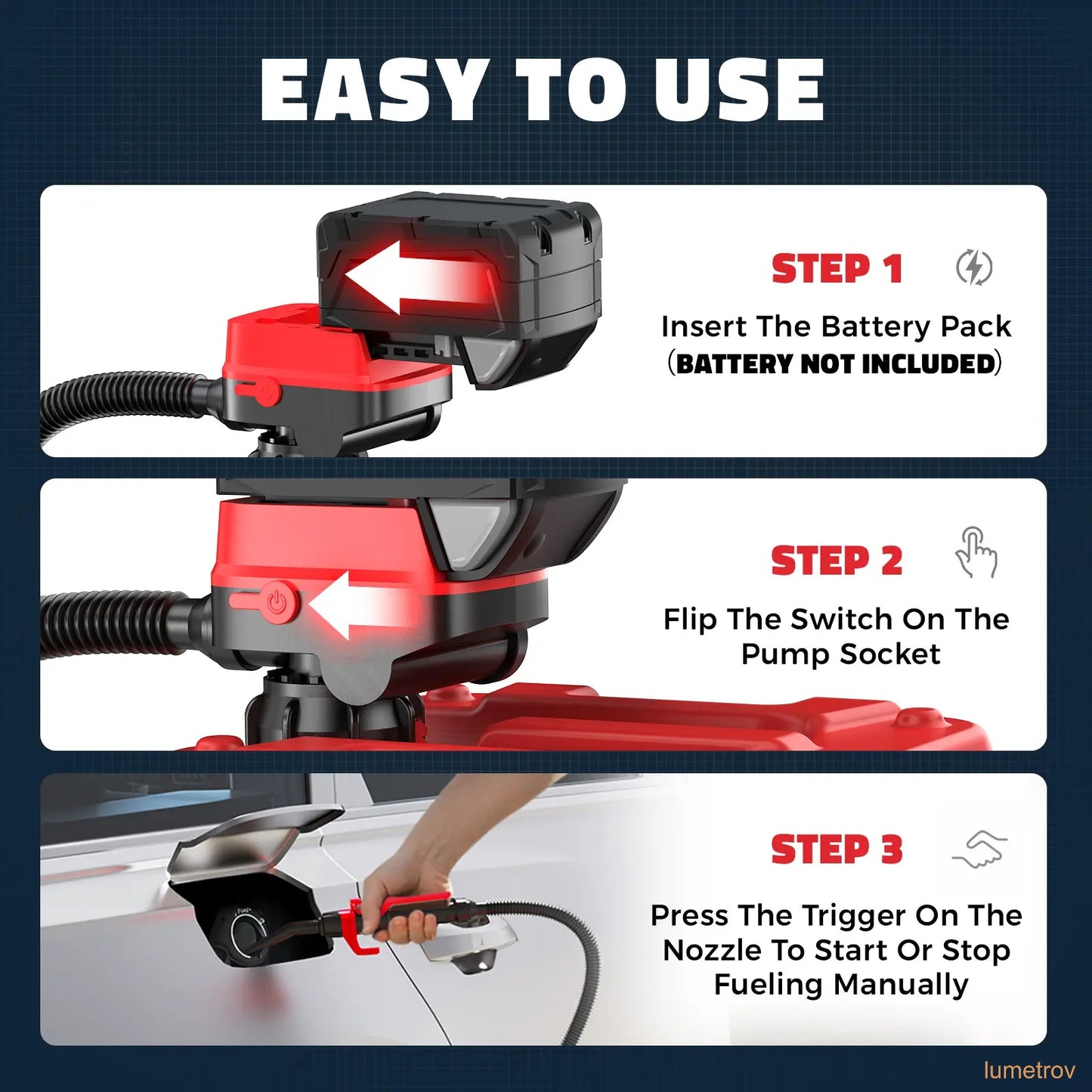 3.2 GPM Portable Wireless Electric Gasoline Can Pump