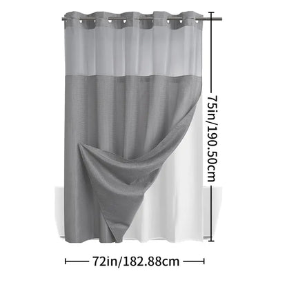 Hookless, waterproof double-layer shower curtain with a waterproof and washable lining