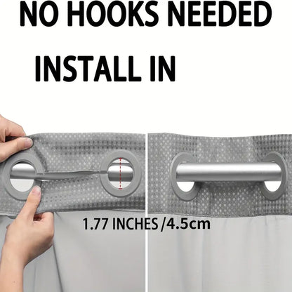 Hookless, waterproof double-layer shower curtain with a waterproof and washable lining